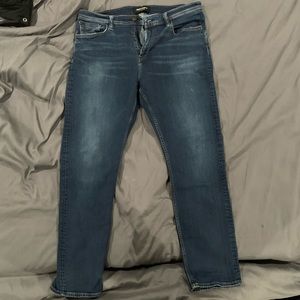 Revtown Decade Denim Sharp Straight Leg Jeans Mens 38 x 32 Blue Stretch Cotton